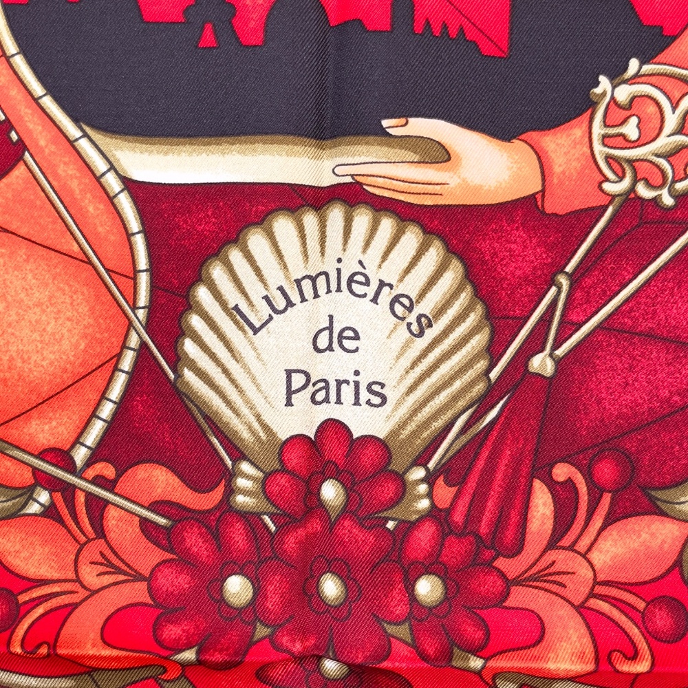 RARE! NOWT Hermes Scarf "Lumbers de Paris" in Red - Picture 2 of 13